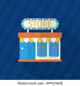 Store icon, Vector flat long shadow design. EPS10