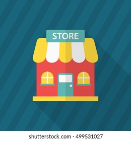 Store icon, Vector flat long shadow design. EPS10