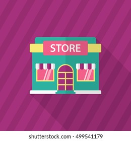 Store icon, Vector flat long shadow design. EPS10