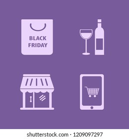 store icon. store vector icons set shopping bag, bottle glass, mobile shopping and shop