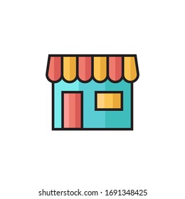 ilustración vectorial de icono de almacenamiento. diseño de esquema relleno de icono de almacén