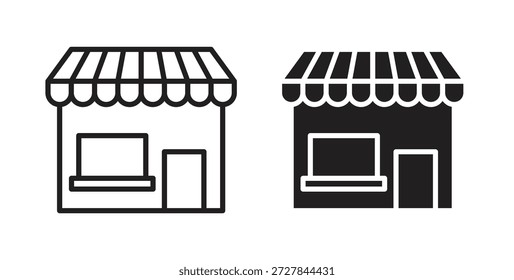 Icono de la tienda. Ilustración vectorial, plano y carrera