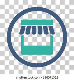 Store icon. Vector illustration style is flat iconic bicolor symbol, cobalt and cyan colors, transparent background. Designed for web and software interfaces.