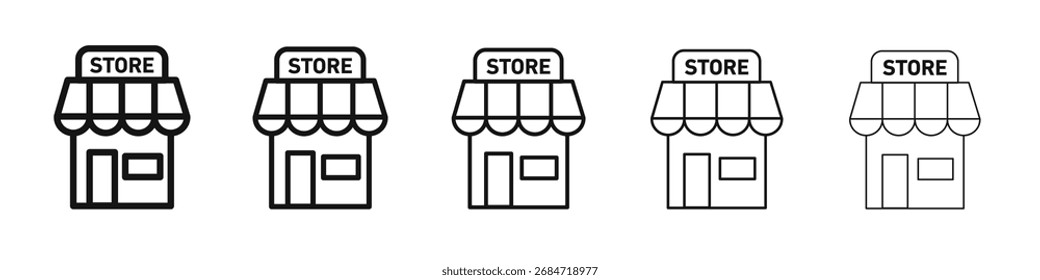 Store icon vector outline set illustration sign