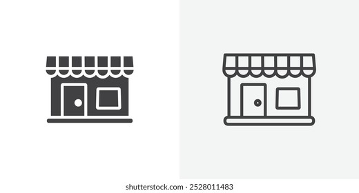 Store icon vector icon set in black and white color.