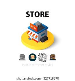 Store icon, vector symbol in flat, outline and isometric style