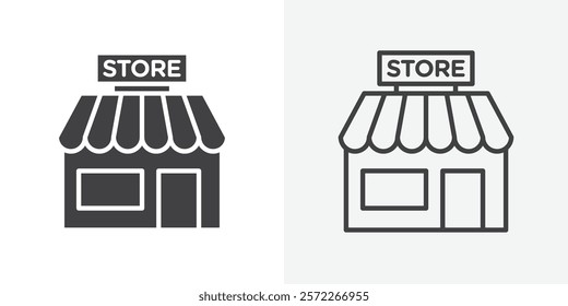 Store icons. flat and line style set