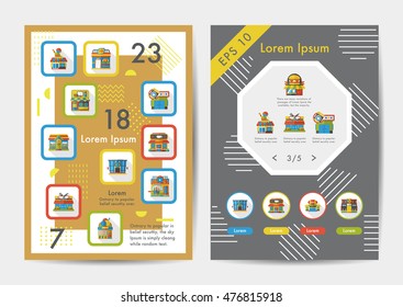 Store icons set with long shadow,eps10