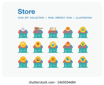 Store Icons Set. UI Pixel Perfect Well-crafted Vector Thin Line Icons. The illustrations are a vector.