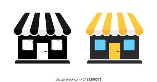 Store Icons. Silhouette and Flat Styles. Vector icons.