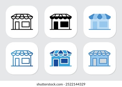 store icons with various design styles