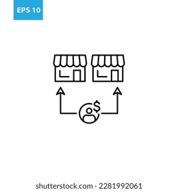 Almacenar con icono de línea infográfica Ilustración vectorial
