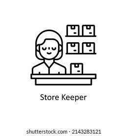 Store Keeper vector outline icon for web isolated on white background EPS 10 file