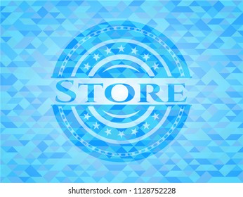 Store light blue emblem. Mosaic background