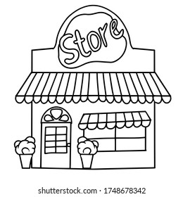 store line,  building vector illustration isolated on white background hand-draw cartoons