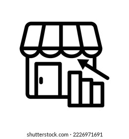 Almacenar ilustración de icono de línea con gráfico. adecuado para el icono de informe de visitante. icono relacionado con el comercio electrónico. Diseño de vector simple editable. Píxel perfecto a 32 x 32