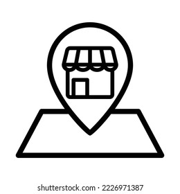 Store line icon illustration with map. suitable for store location icon. icon related to e-commerce. Simple vector design editable. Pixel perfect at 32 x 32
