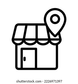 Store line icon illustration with map. suitable for store location icon. icon related to e-commerce. Simple vector design editable. Pixel perfect at 32 x 32