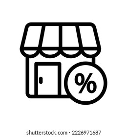 Store line icon illustration with Percent. suitable for discount. icon related to e-commerce. Simple vector design editable. Pixel perfect at 32 x 32