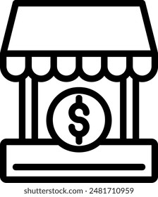 Vector de ilustración de icono de línea de tienda