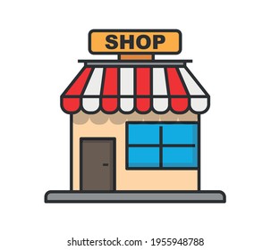 Store Line Icon, Outline Vector Symbol Illustration. Pixel Perfect, Editable Stroke.