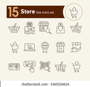 Store line icon set. Cart, order, checkout. Shopping concept. Can be used for topics like online shop, supermarket, retail