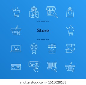 Store line icon set. Cart, order, checkout. Shopping concept. Can be used for topics like online shop, supermarket, retail