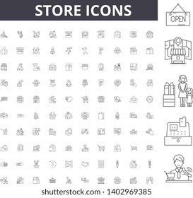 Store line icons, signs, vector set, outline concept illustration