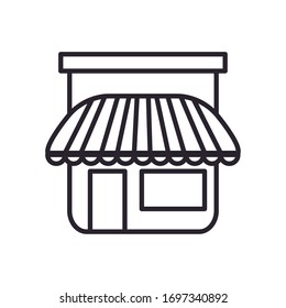 línea de tienda icono diseño comercial de comercio de compras minoristas comprar banca pagada y consumismo tema Vector ilustración