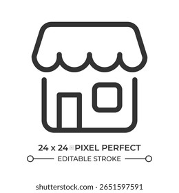 Icône d'interface de ligne de magasin. Marché de la boutique, commerce de détail. Épicerie, supermarché. Service client. Symbole de contour d'Image vectorielle isolé. Élément d'interface utilisateur Webdesign linéaire, au pixel près