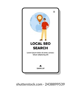 store local seo search vector. commerce ecommerce, agency announce, marketing website store local seo search web flat cartoon illustration