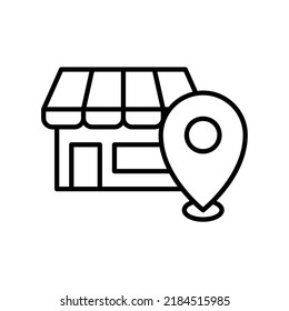 Store location icon in black outline style