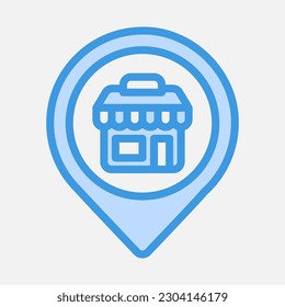Store location icon in blue style, use for website mobile app presentation
