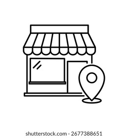 Diseño del icono de la ubicación de la tienda, Ilustración vectorial sobre fondo blanco