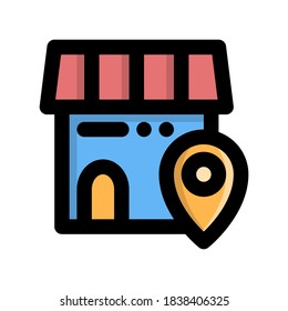 store location icon isolated sign symbol vector illustration - with style filled flat icons