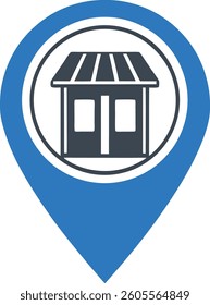 Store location icon on white background