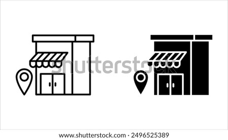 Store location icon set design on white background. editable stroke