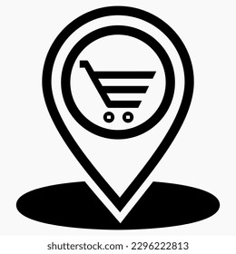Store location icon. Supermarket location. Place on the map of outlets. Vector icon.