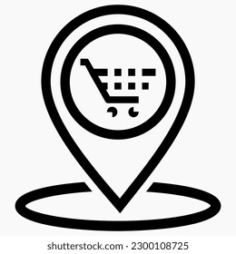 Store location icon. Supermarket location. Place on the map of outlets. Vector icon.