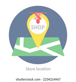 Store Location and pin icon concept