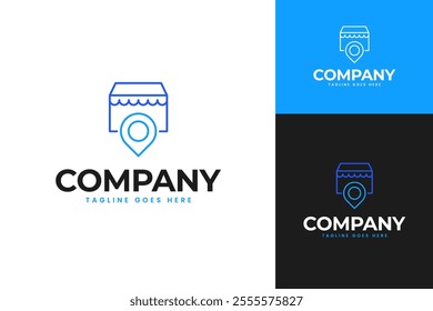 Store and location pin logo for retail business and e-commerce platforms concept vector symbol illustration