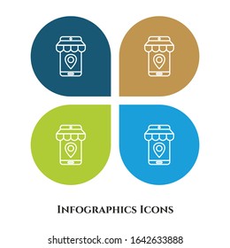 Store Location  Vector Illustration icon for all purpose. Isolated on 4 different backgrounds.