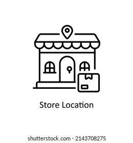 Store Location vector outline icon for web isolated on white background EPS 10 file