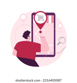 Store locator abstract concept vector illustration. GPS navigation, online map, store locations, corporate website menu bar, office locator, UI, web element, where to find us abstract metaphor.