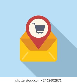 Store locator mail info icon flat vector. Geo retail. Supermarket shop