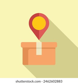 Store locator parcel icon flat vector. Target badge. Pointer location