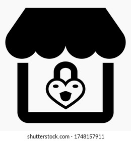 Almacenar y bloquear. Cerradura de la tienda. La cafetería está cerrada. Construyendo un supermercado en la cerradura. Icono del vector.