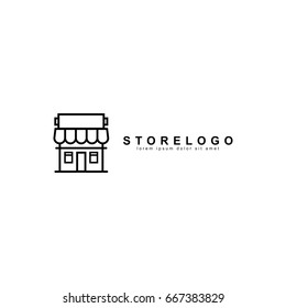 Store Logo Design Template . Vector Symbol in Outline Style . For your online shop logo or symbol .