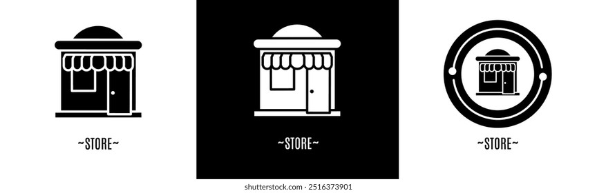 Conjunto de logotipo de la tienda. Colección de logos en blanco y negro. Vector de acciones.