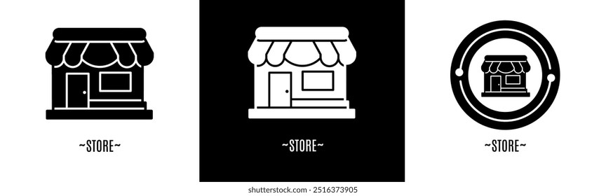 Conjunto de logotipos da loja. Coleção de logotipos em preto e branco. Vetor de estoque.